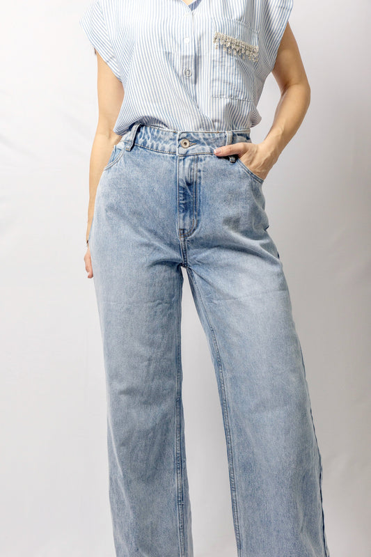 Wide Leg Faded Jeans