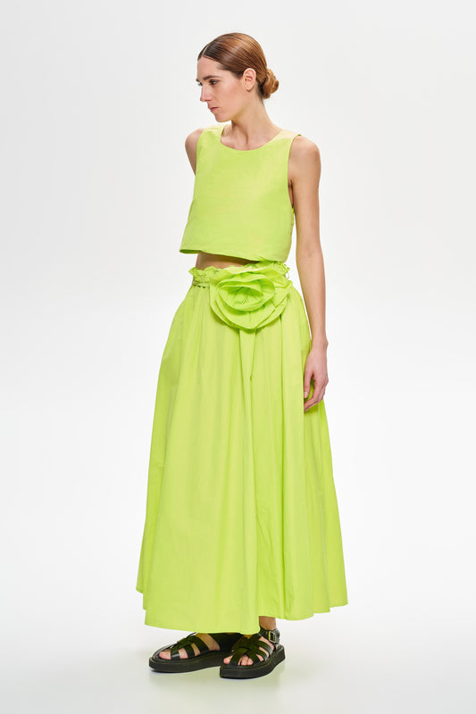 Lime Sleeveless Round Neck Top